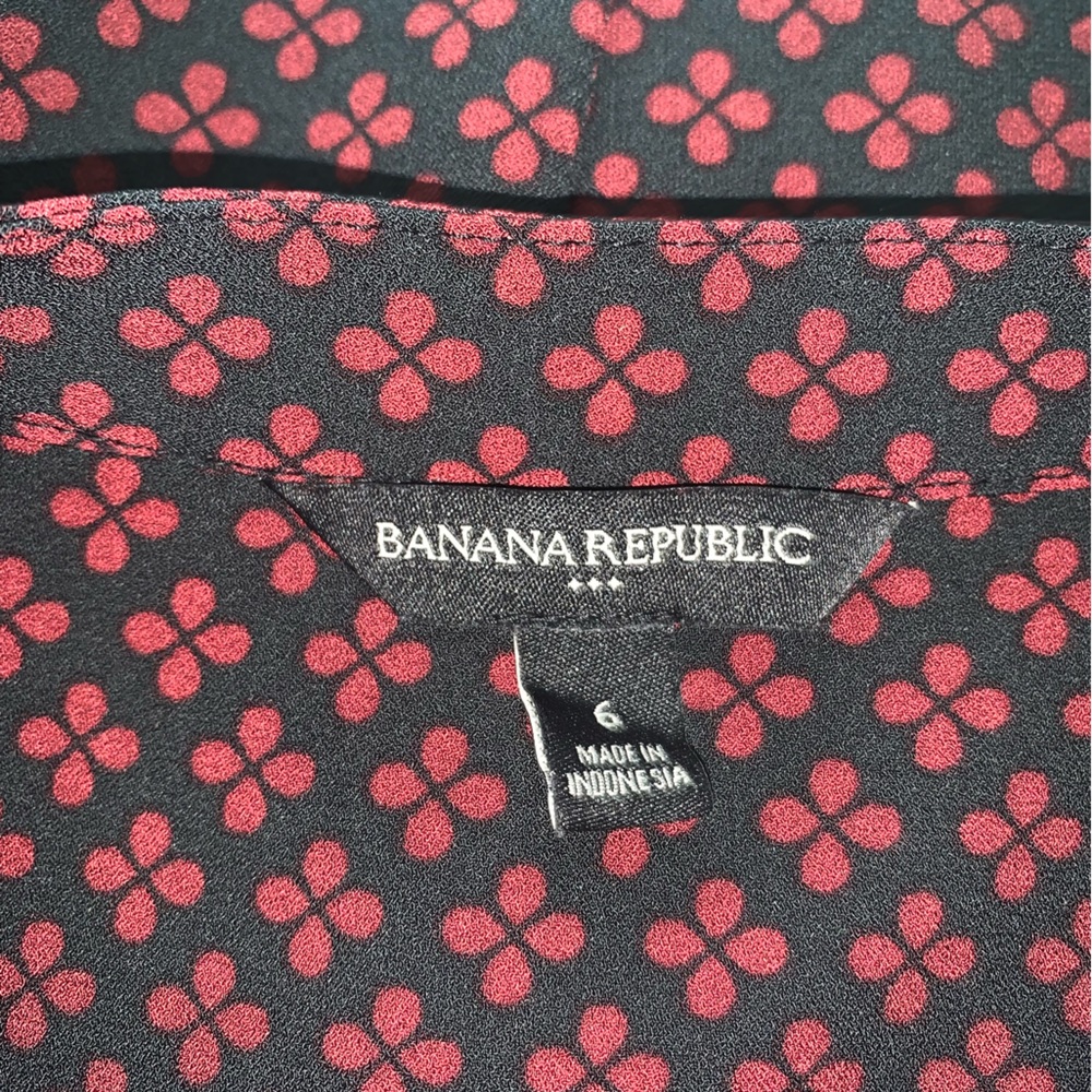 Banana Republic Factory Black & Burgundy Button Down Dress Size 6 - Picture 5 of 7